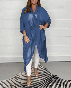 Magnolia - Draped Long Kimono — Blue