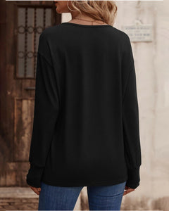 Therese - V Neck Top with Button Cuffs