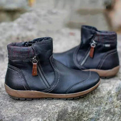 Shirley - Patchwork Zip Ankle Boots — Black