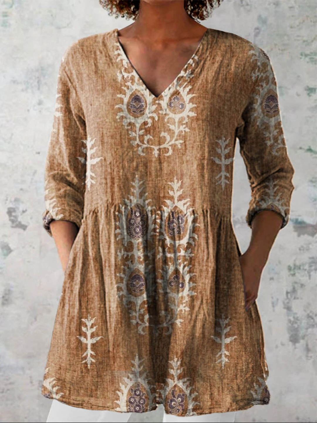Francesca - Embroidered Blossom Tunic — Yellow
