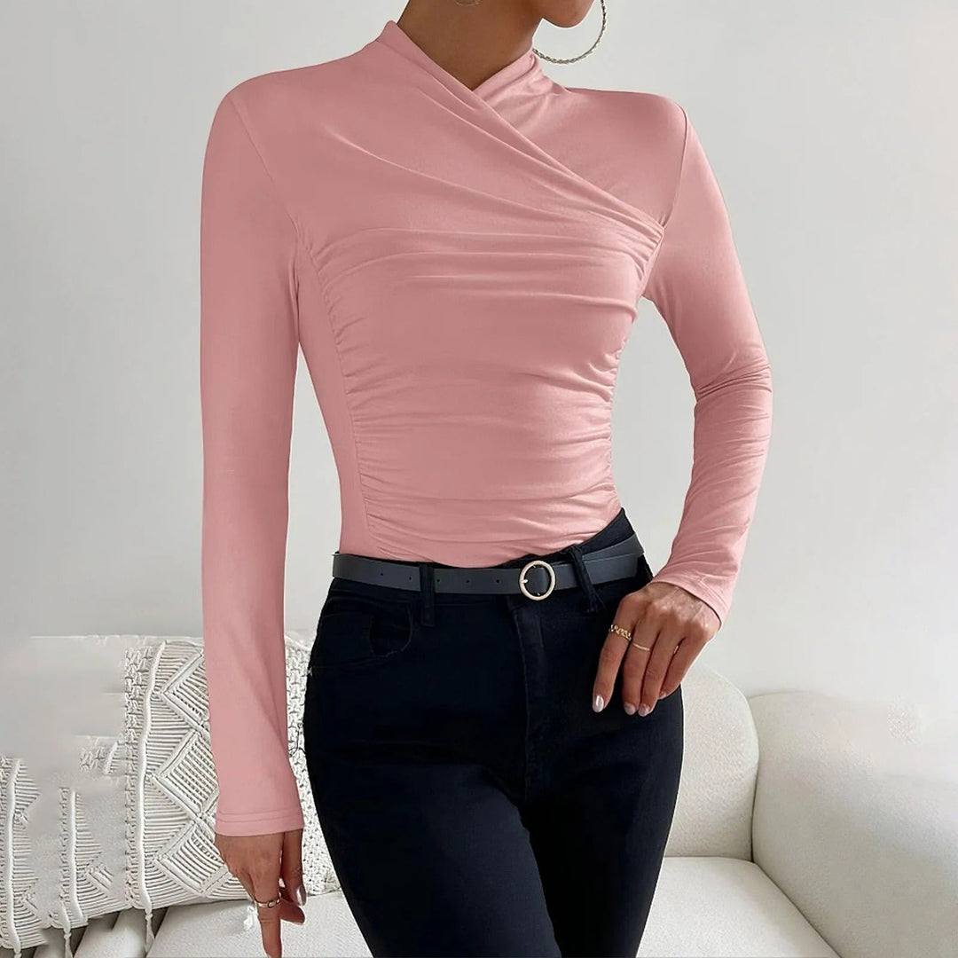 Veronica - Crossover Ruched Top — Pink