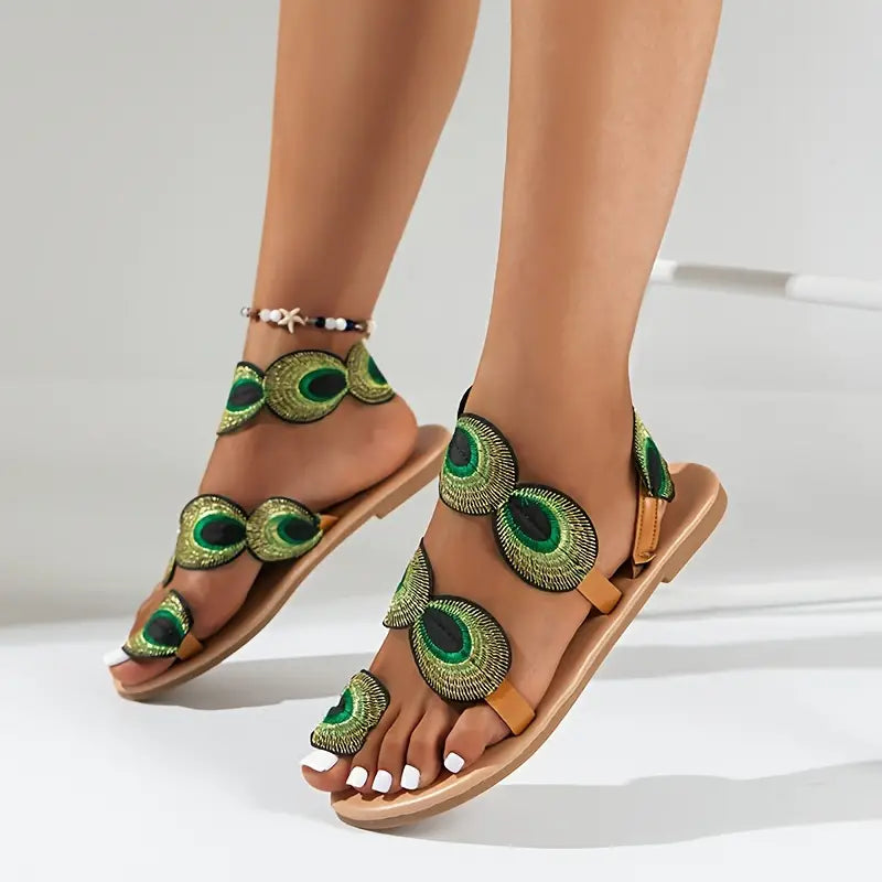 Annabelle - Peacock Feather Sandals