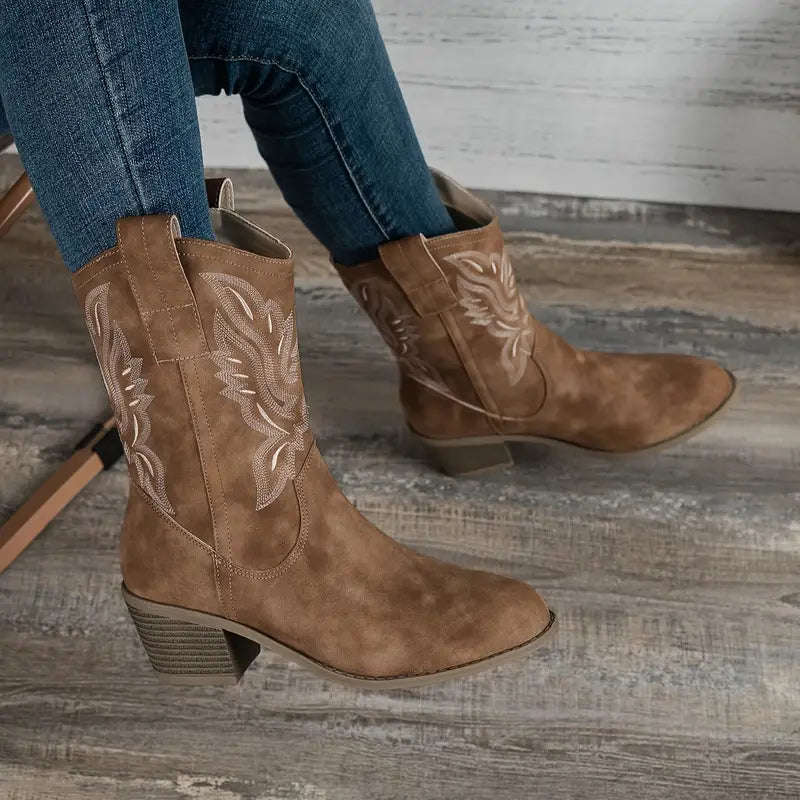 Natalie - Western Boots with Stitching