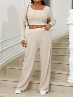 Kimberley - Ribbed Crop and Trouser Set