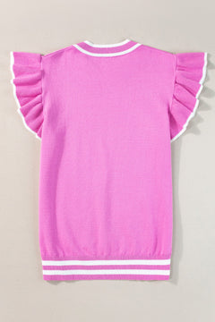 Wilhelmina - Knit Top with Contrast Trim — Fuchsia Pink