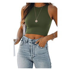 Emily - Halter Neck Crop Top — Green