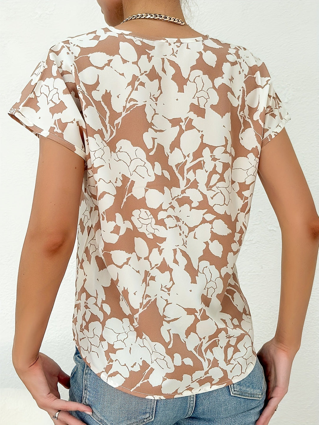 Lavender - Floral V Neck Blouse
