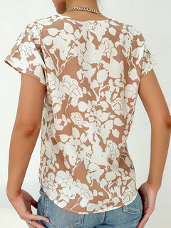 Lavender - Floral V Neck Blouse