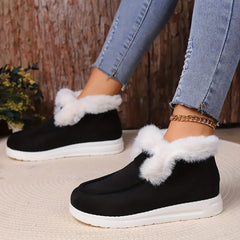 Billie - Suede Slip on Fur Boots — Black