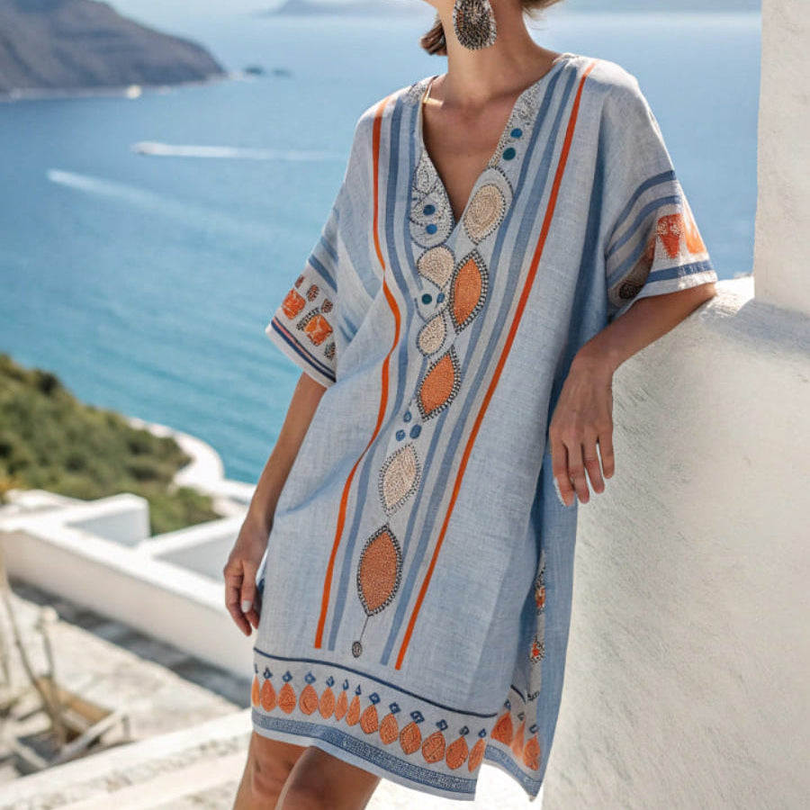 Salome - Sky Motif Beach Kaftan