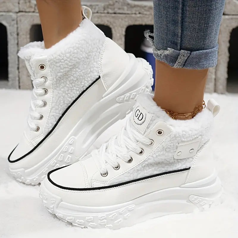 Margaret - Shearling High Top Sneakers — White