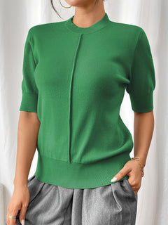 Elise - Knit Short Sleeve Top — Green