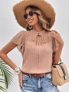 Clementine - Lace Flutter Sleeve Blouse