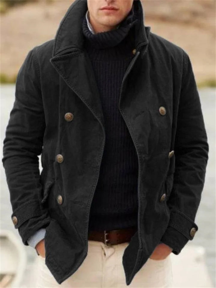 Lucas - Wool Pea Coat — Black