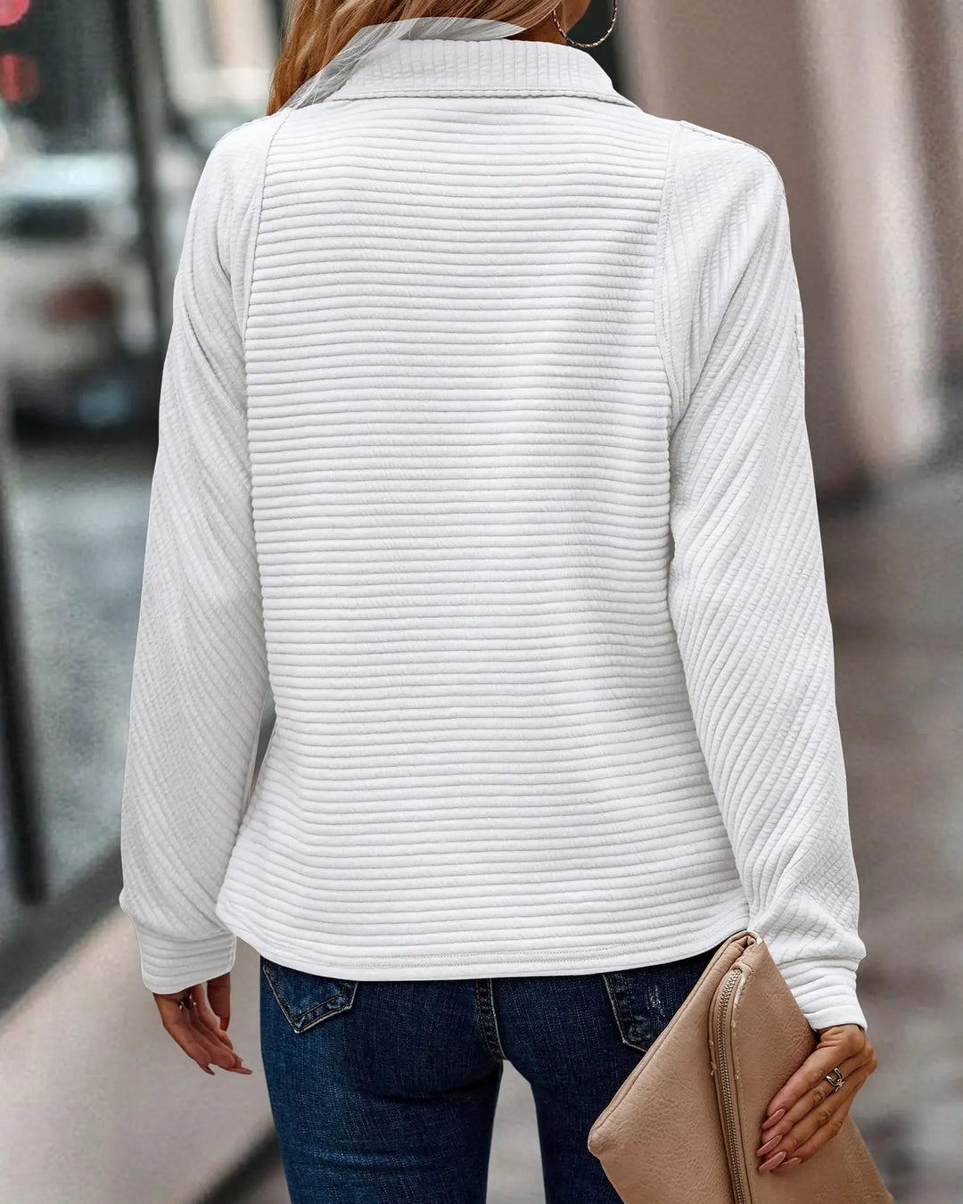 Molly - Ribbed Half Zip Jumper