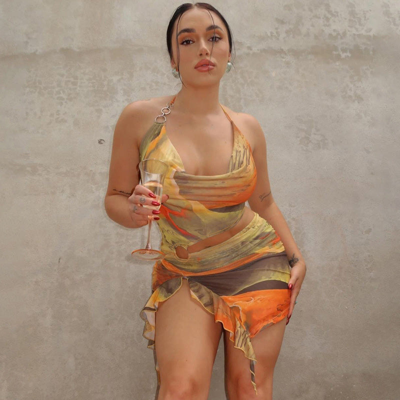 Alexandra - Tie Dye Swimsuit with Sarong — Yellow