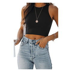 Emily - Halter Neck Crop Top — Black
