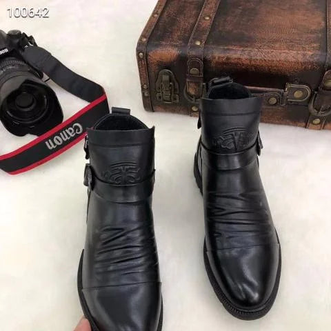 Emmeline - Slouchy Leather Ankle Boots — Black