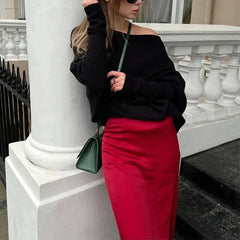 Dominique - Slouchy Off Shoulder Jumper — Black