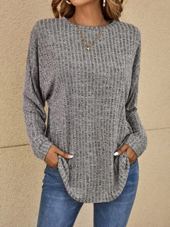 Savannah - Knit Top with Pockets — Grey