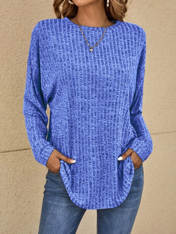 Savannah - Knit Top with Pockets — Blue