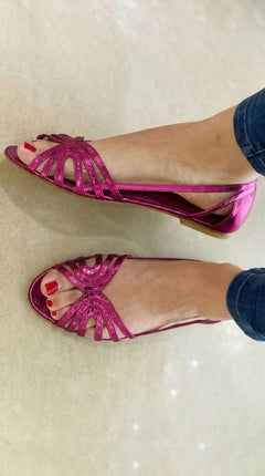 Charmaine - Woven Ribbon Flats — Fuchsia