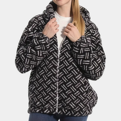 Cecilia - Patterned Fleece Jacket — Black