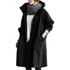 Cassidy - Long Hooded Windbreaker — Black