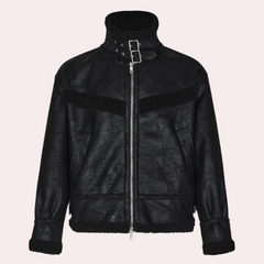 Russell - Suede Sherpa Aviator Jacket — Black
