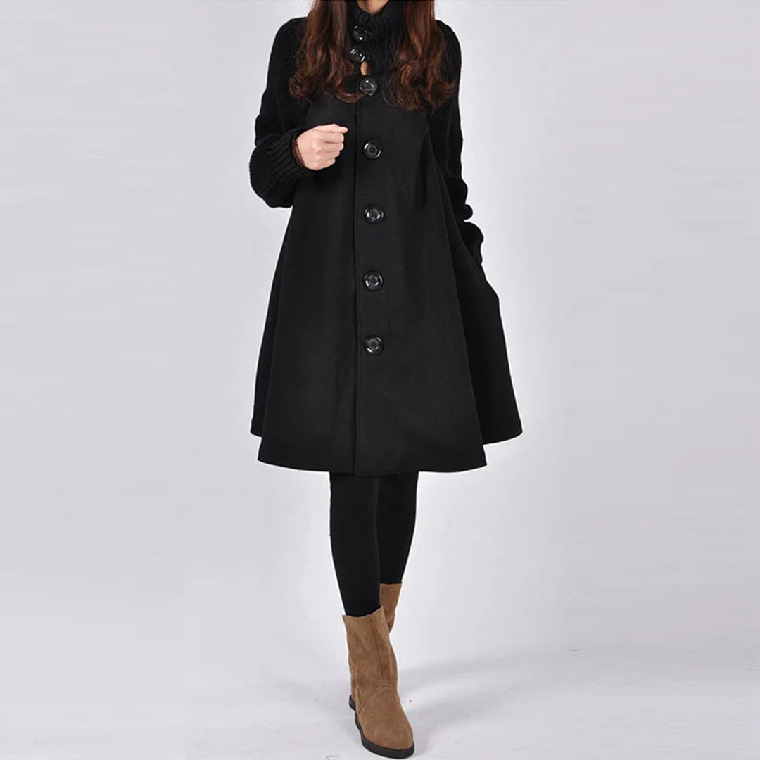 Primrose - A-line Wool Coat with Hood — Black