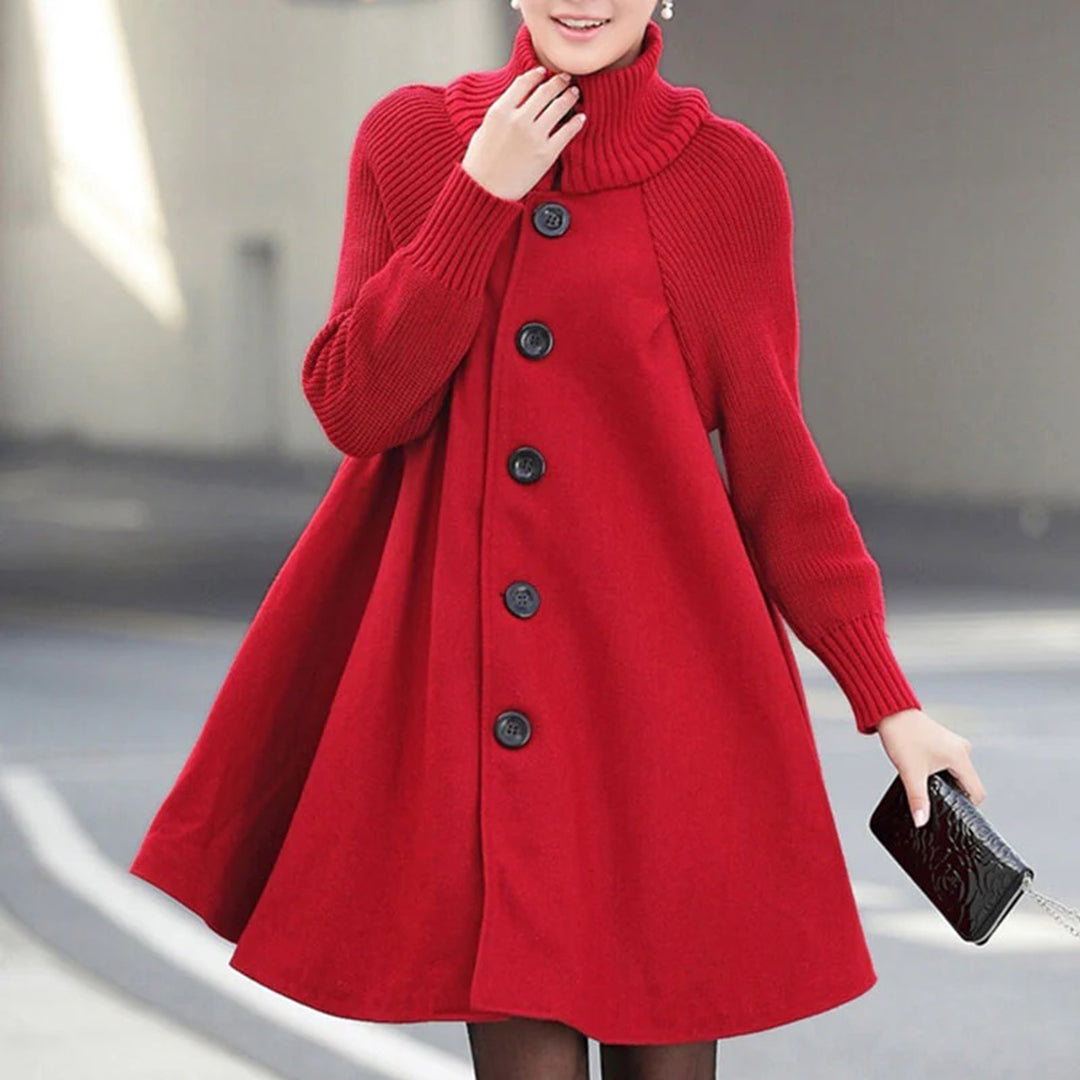 Primrose - A-line Wool Coat with Hood — Red