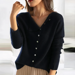Annalise - Button Through Cardigan — Dark blue