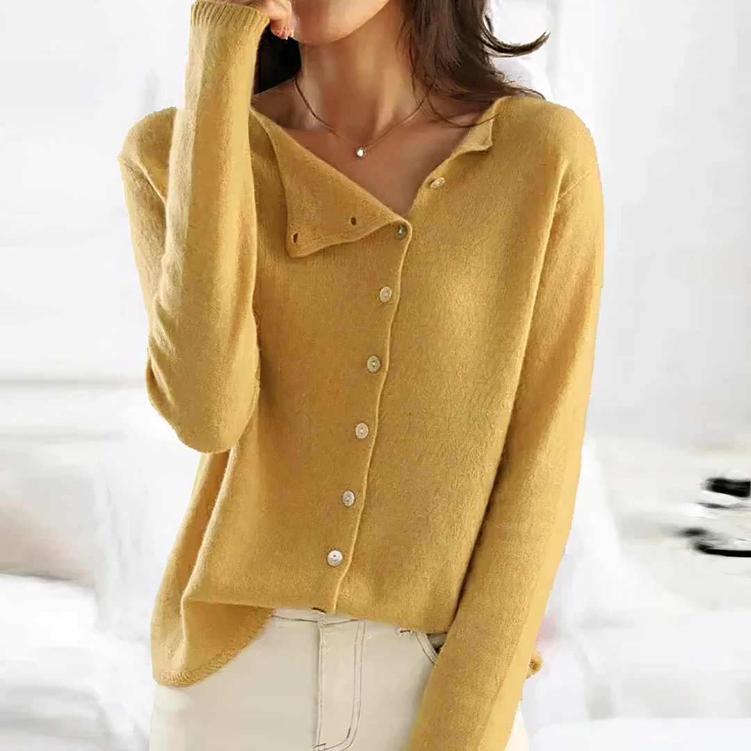 Annalise - Button Through Cardigan — Yellow