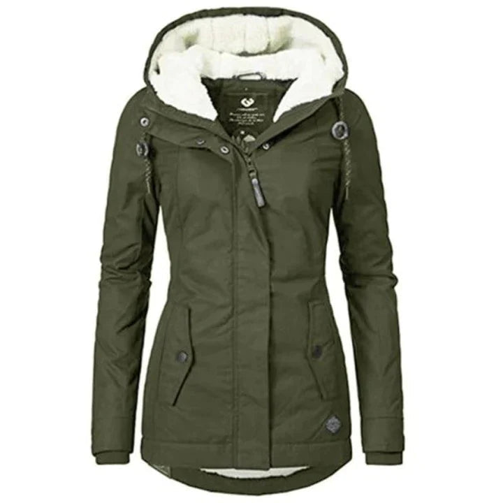Michaela - Hooded Parka with Fur Trim — Green