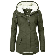 Michaela - Hooded Parka with Fur Trim — Green