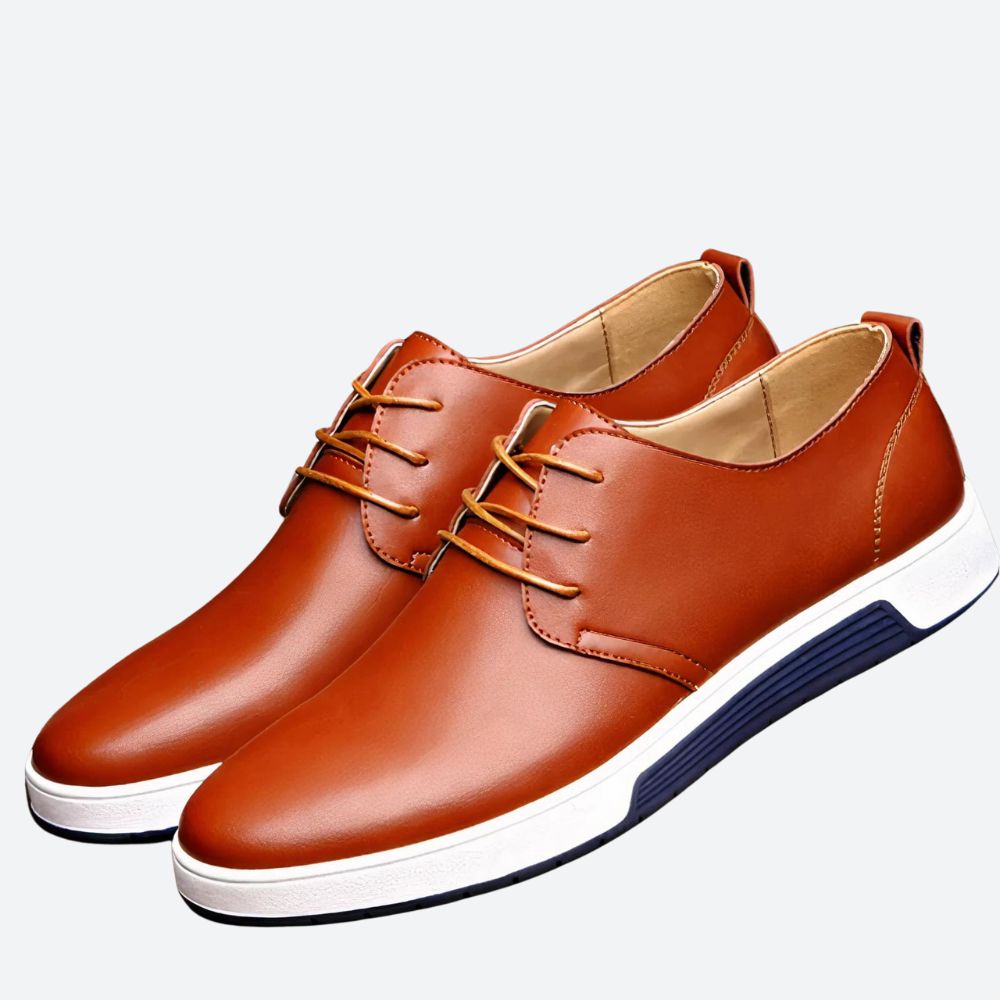 Stewart - Leather Derby Sneakers — Brown