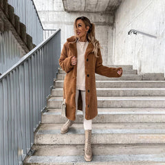 Matilda - Teddy Coat with Buttons — Brown