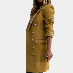 Charmaine - Double Breasted Coat with Belt — Yellow