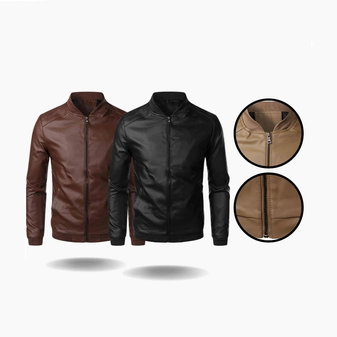 Darren - Leather Bomber Jacket