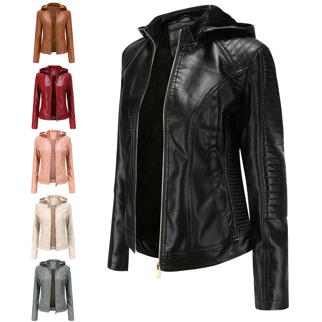 Roxanne - Hooded Faux Leather Jacket