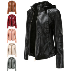 Roxanne - Hooded Faux Leather Jacket