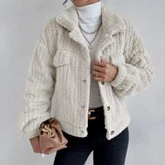 Eileen - Teddy Button Jacket — Apricot
