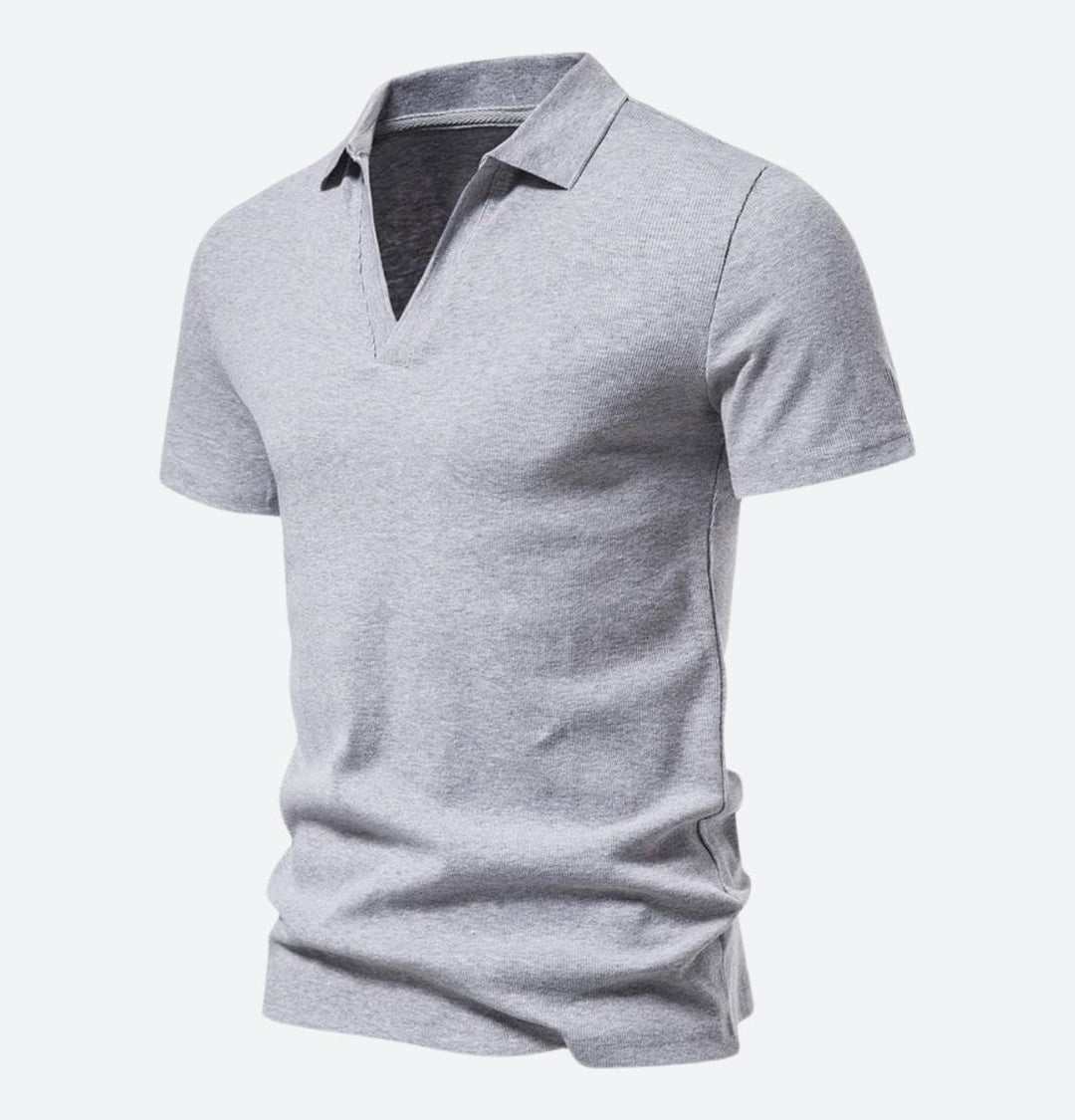 Benjamin - Knit V Neck Polo — Litch Grey