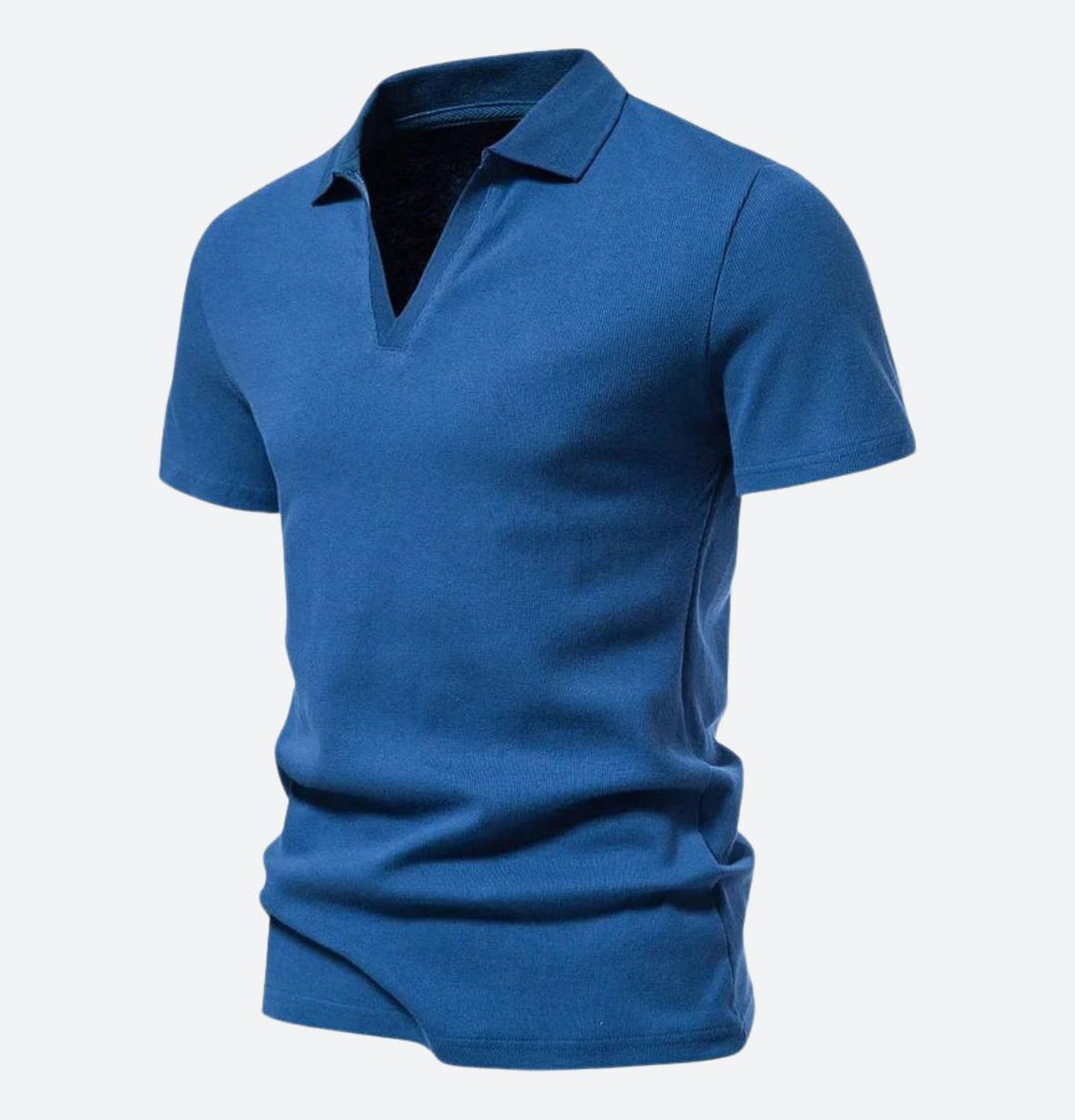 Benjamin - Knit V Neck Polo — Blue