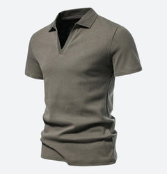 Benjamin - Knit V Neck Polo — Brown