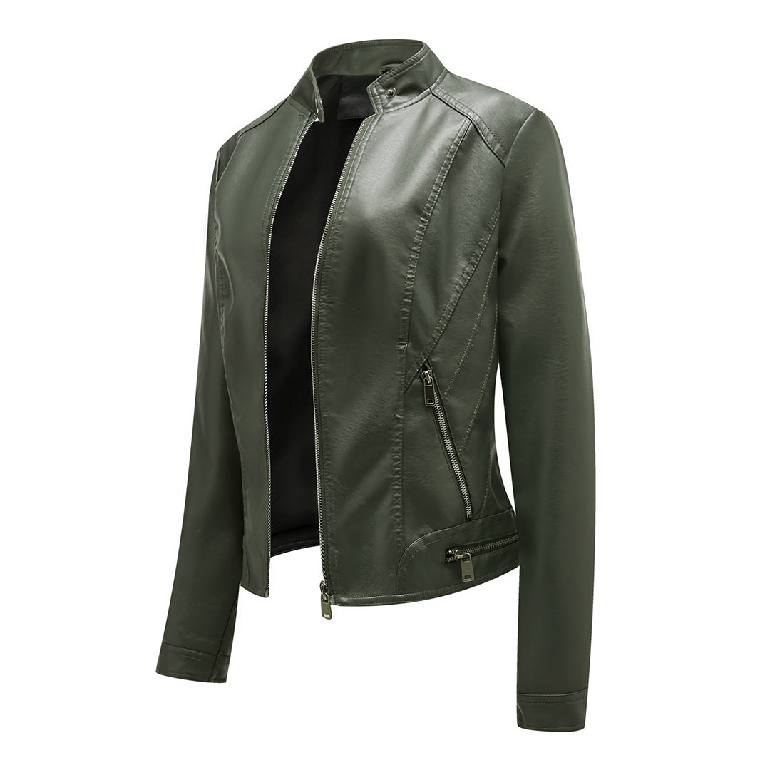 Colette - Faux Leather Zip Jacket