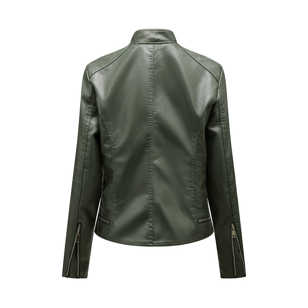 Colette - Faux Leather Zip Jacket