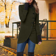 Annabel - Asymmetric Button Coat — Army green