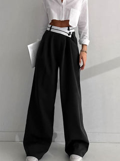 Marguerite - High Waist Wide Leg Trousers — Black
