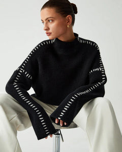 Seraphina - Jumper with Stitch Sleeves — Black